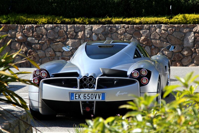 Silver Pagani Huayra — Calm, Afternoon, Photograph, Stone Wall