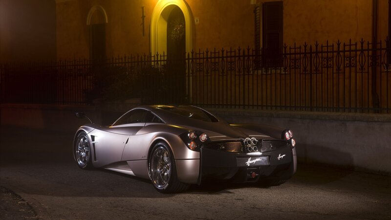 Silver Pagani Huayra — Dramatic, Night, Photograph, Car