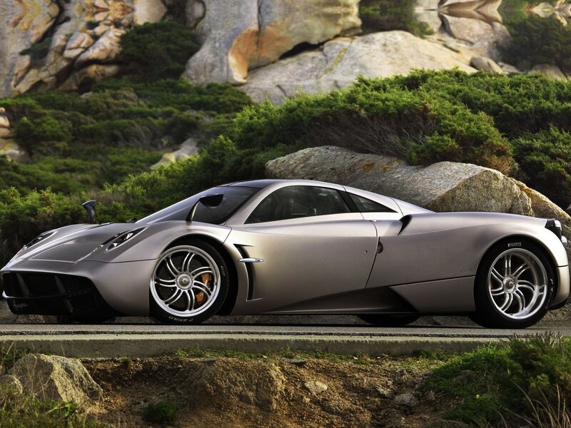 Silver Pagani sports car