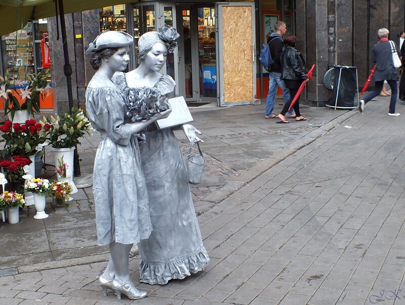 Silver-painted Street Performers