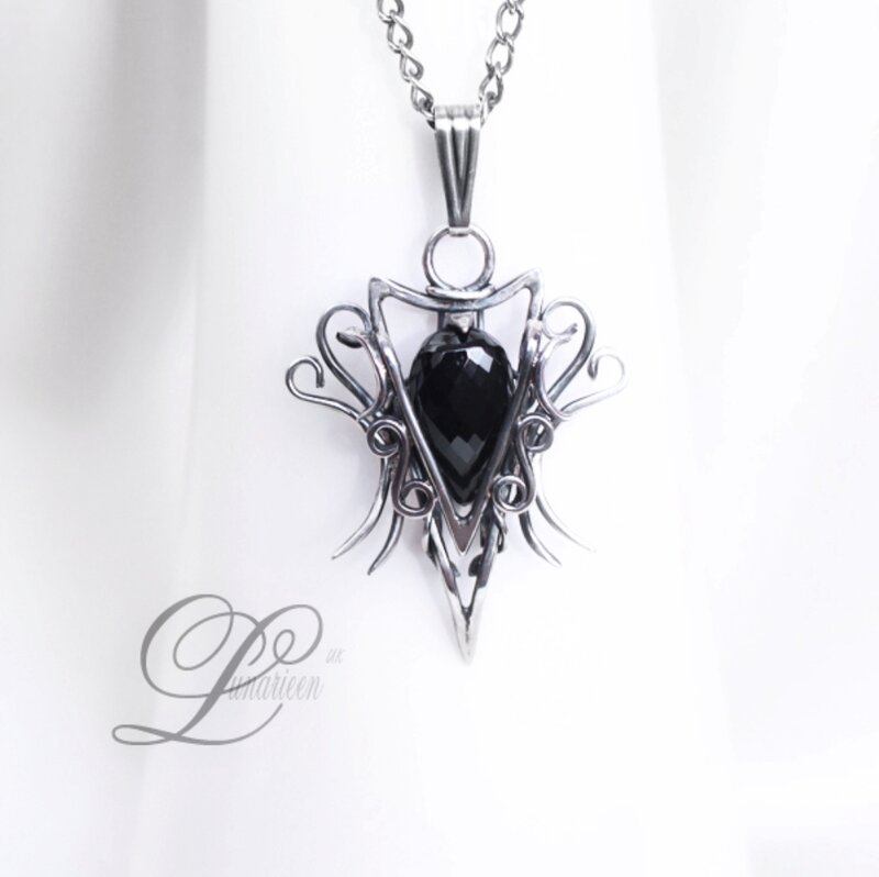 Silver Pendant with Black Gem