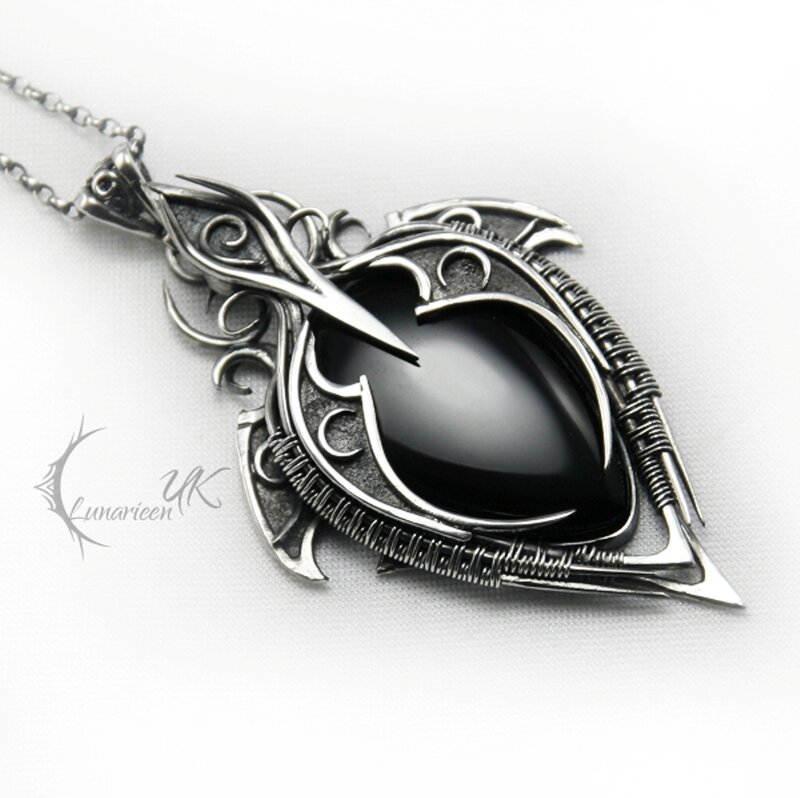 Silver Pendant with Black Stone