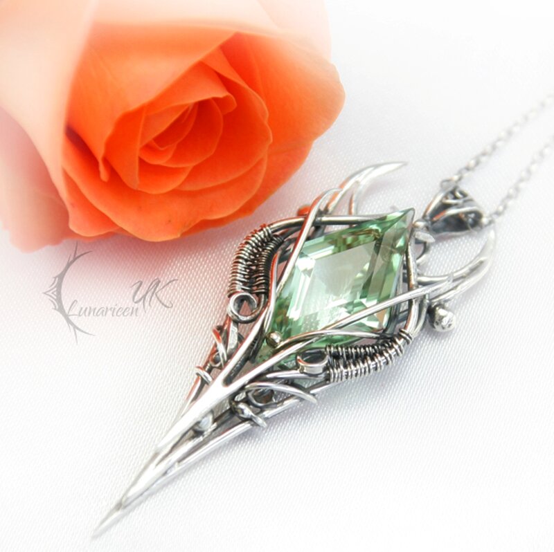Silver Pendant with Green Gem
