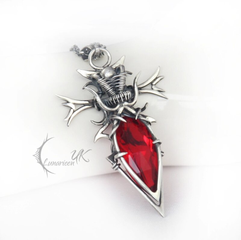 Silver Pendant with Red Gem