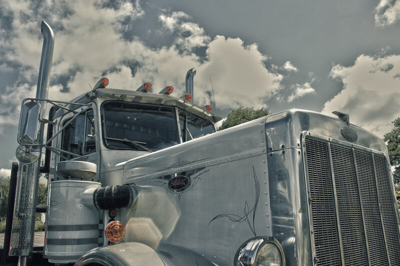 Silver Peterbilt Truck — Dramatic, Afternoon