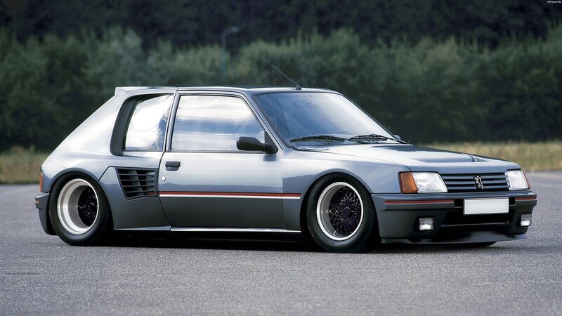 silver peugeot 205 gt i