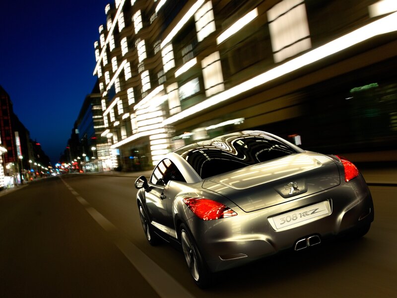 Silver Peugeot 308 Rcz — Dynamic, Night, Photograph