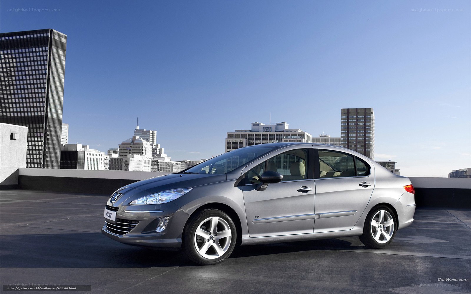 Silver Peugeot 408 on rooftop