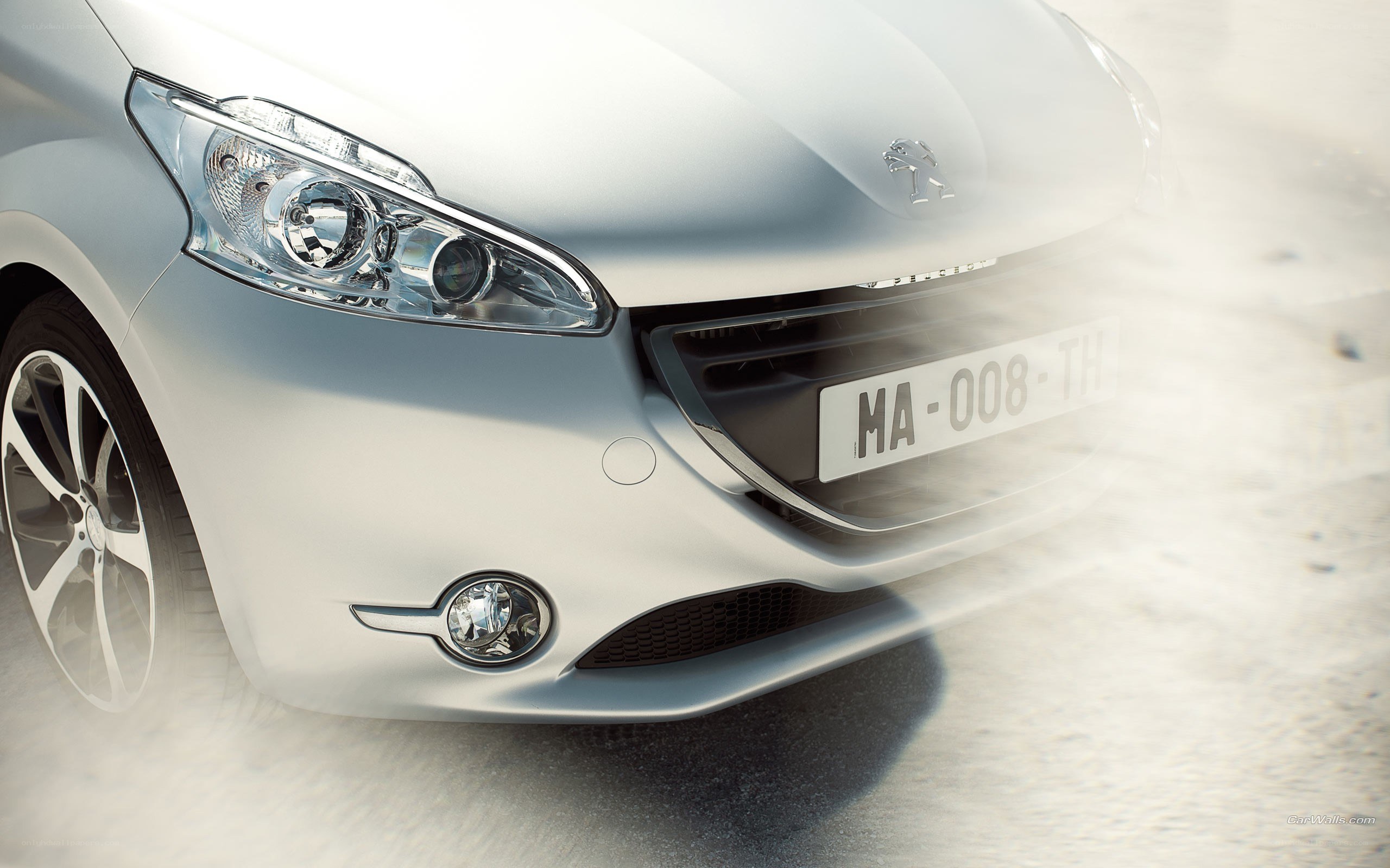 silver peugeot car front