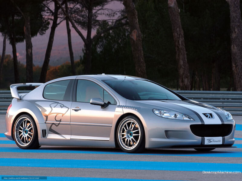 silver peugeot silhouetted on track