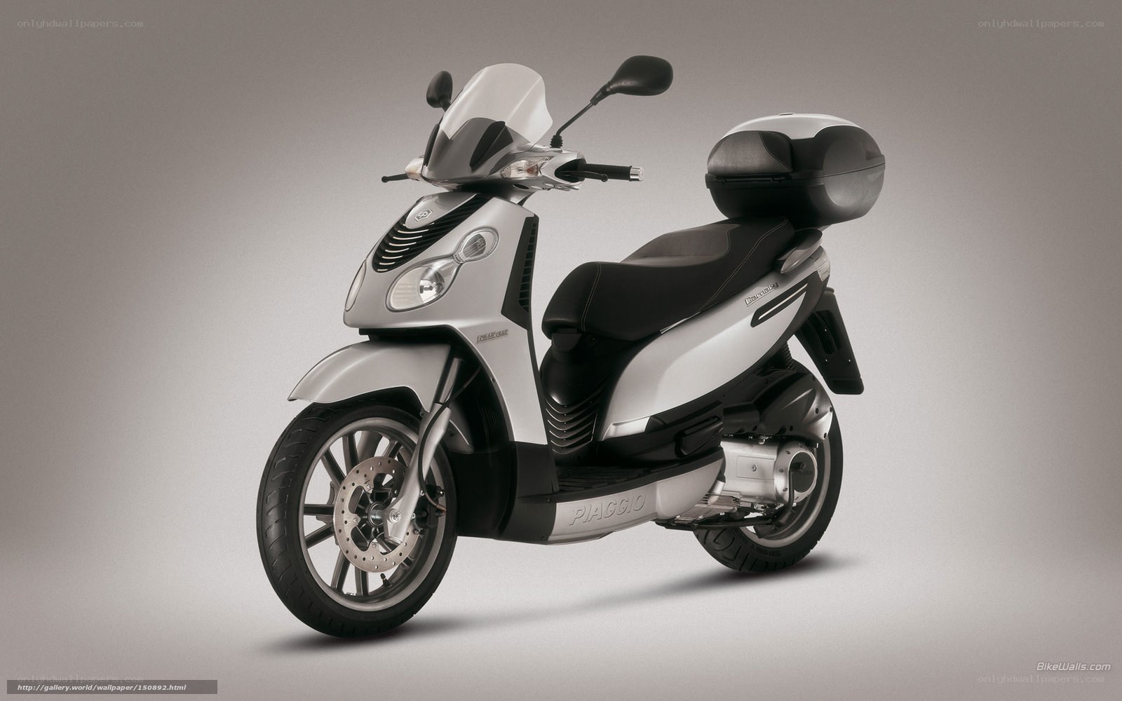 Silver Piaggio scooter