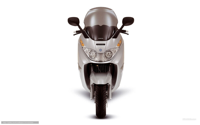 Silver Piaggio scooter front view