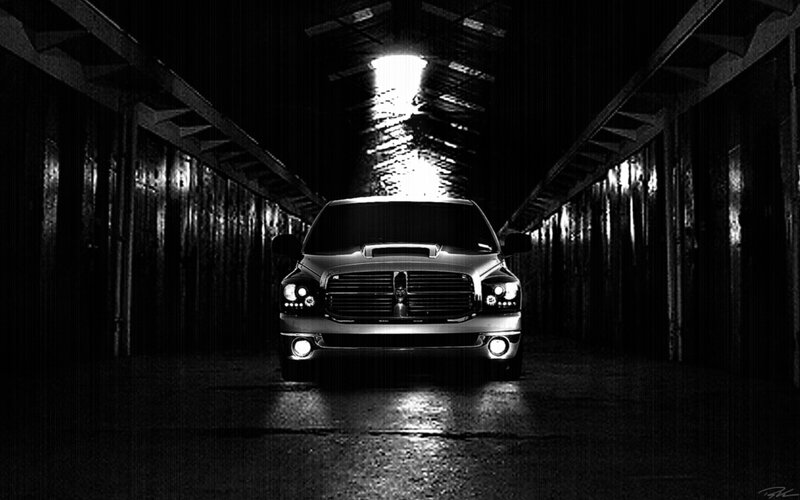 Silver Pickup Truck — Black, Dramatic