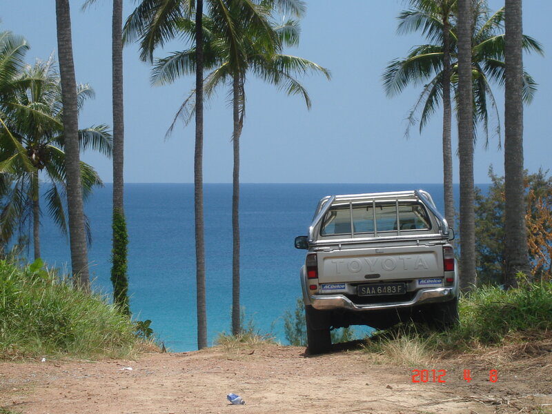 Silver Pickup Truck — Blue