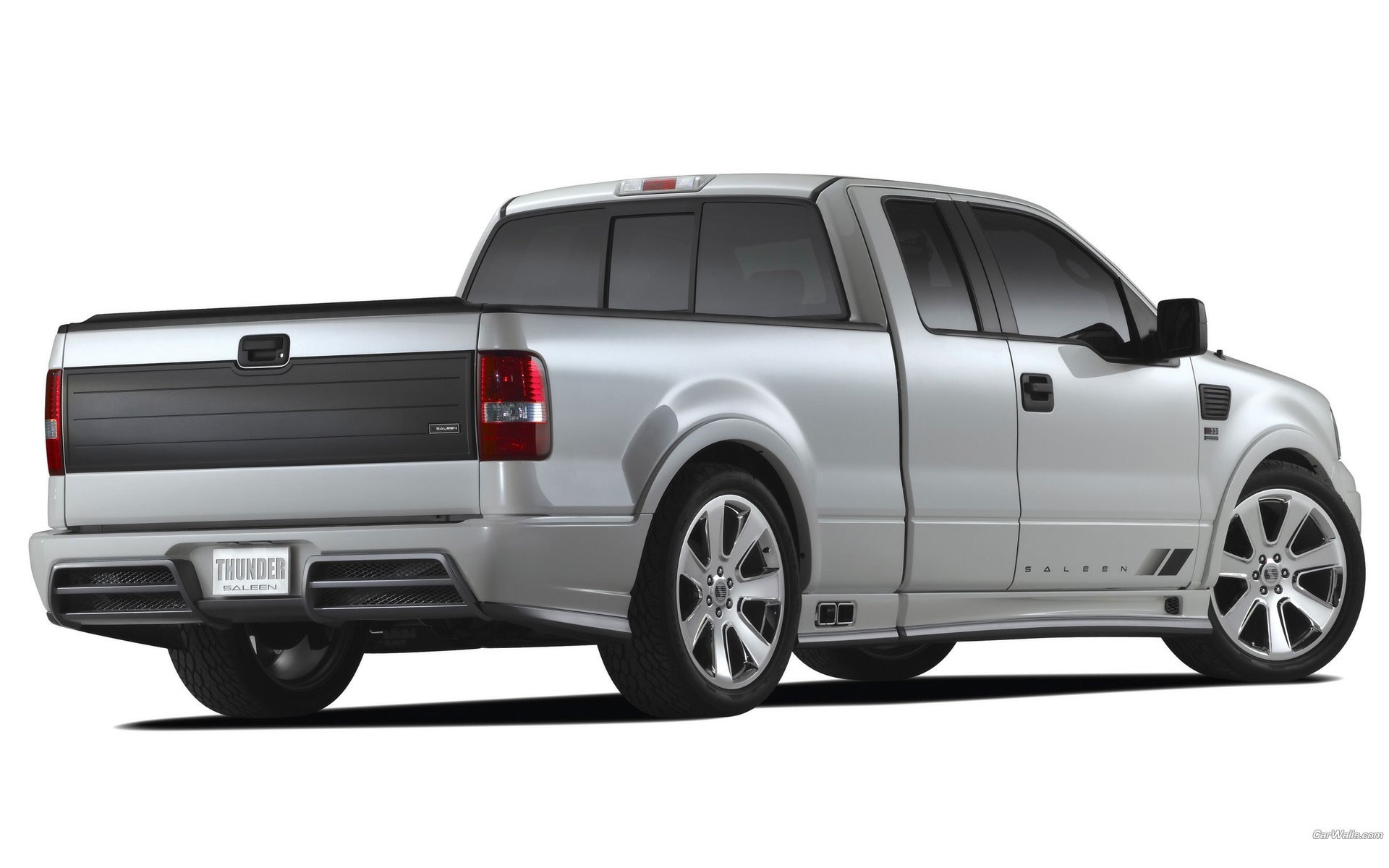 silver pickup truck rear view