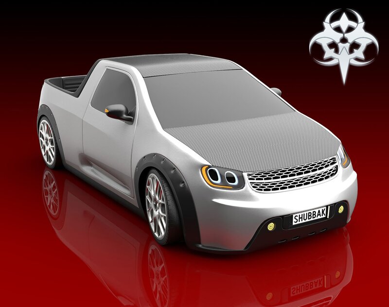 Silver Pickup Truck — Red, Dramatic