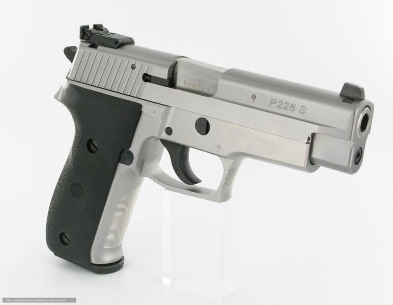 silver pistol on display