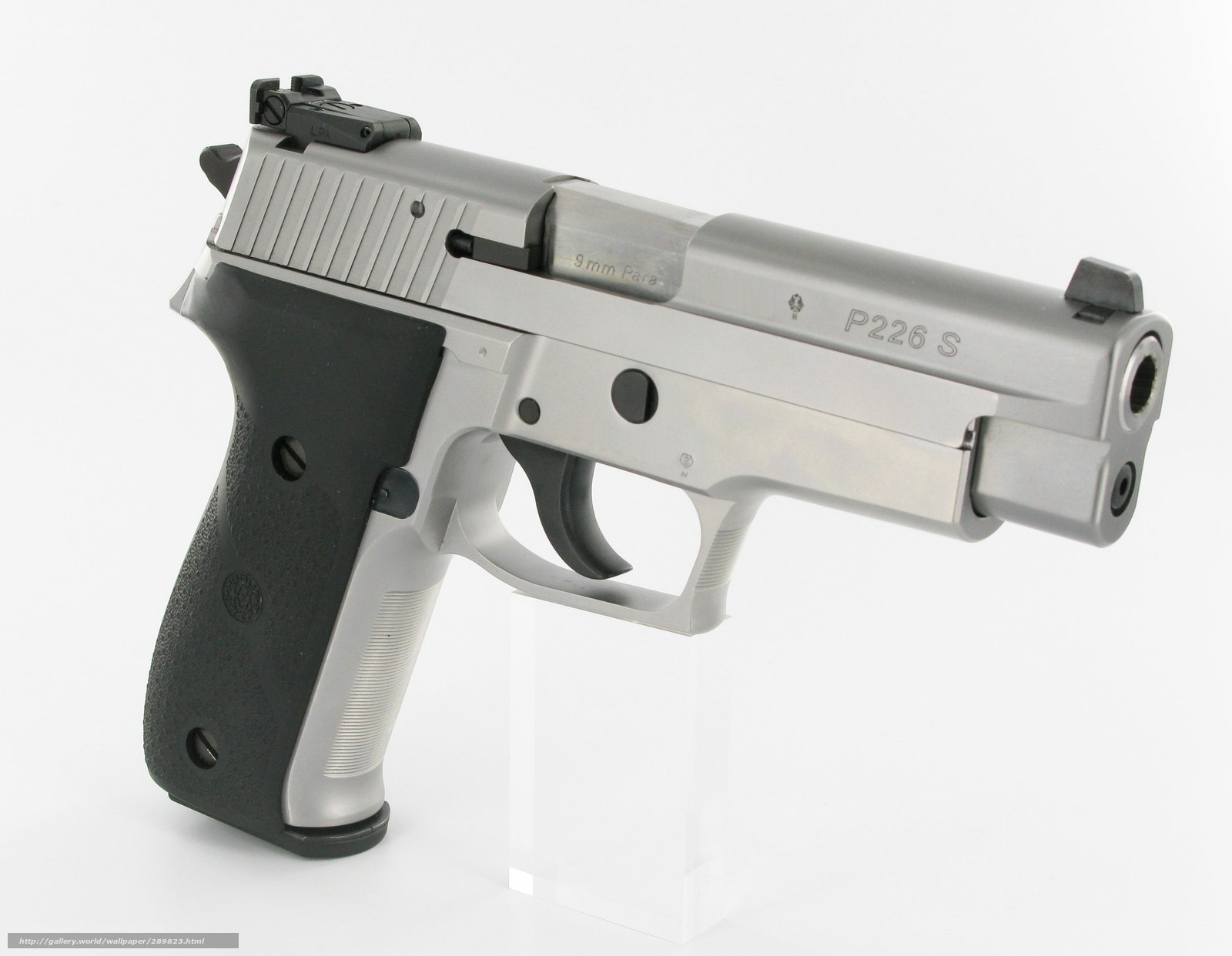 silver pistol on display