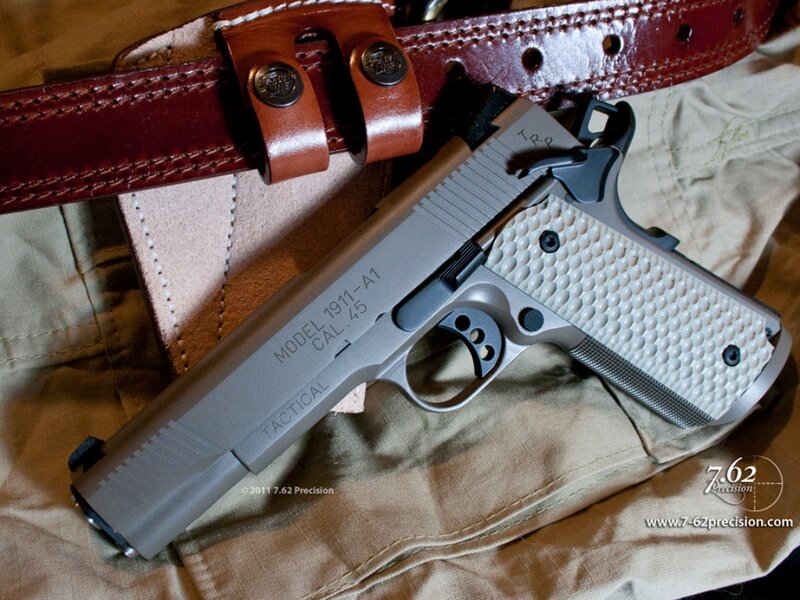 Silver Pistol on Fabric — Gray