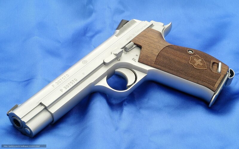 Silver Pistol with Wooden Grip — Blue, Neutral