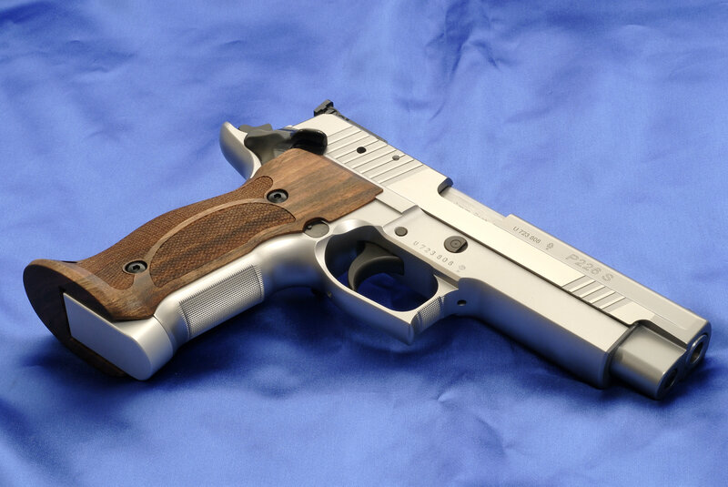 Silver Pistol with Wooden Grip — Blue
