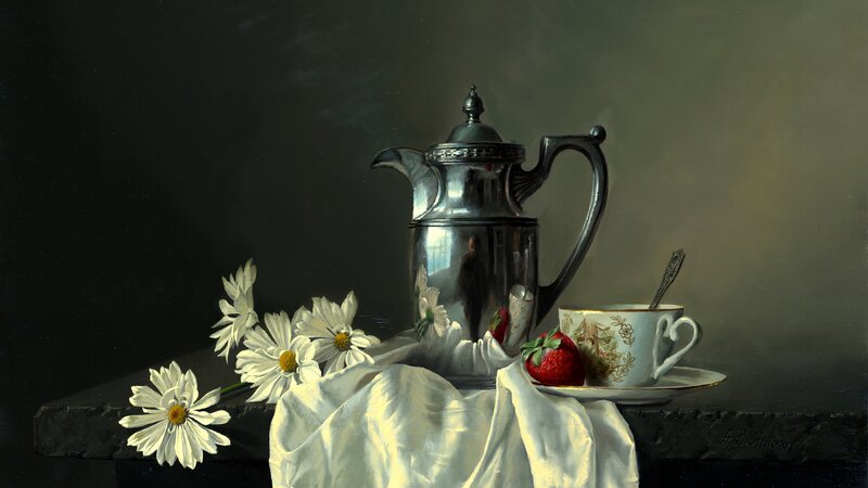 Silver Pitcher and Tea Cup