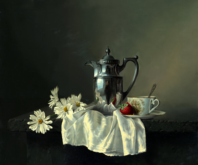 Silver Pitcher with Flowers