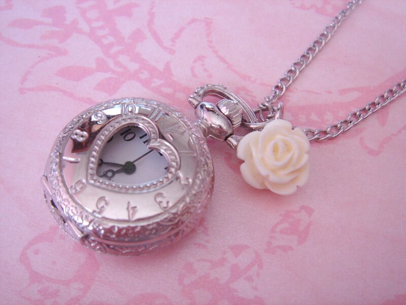 Silver Pocket Watch Necklace