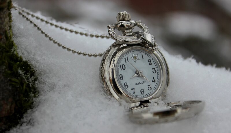 Silver Pocket Watch — White
