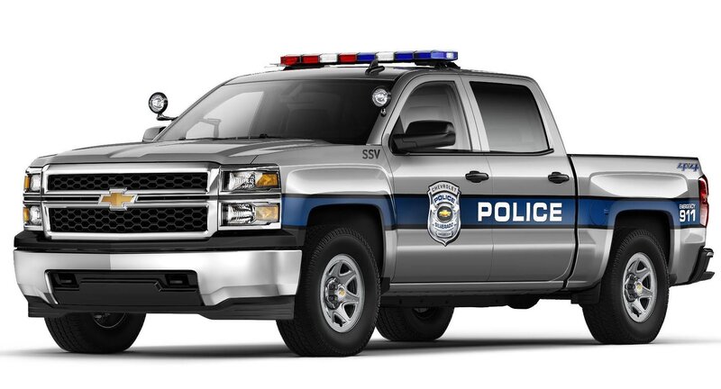 Silver Police Pickup Truck