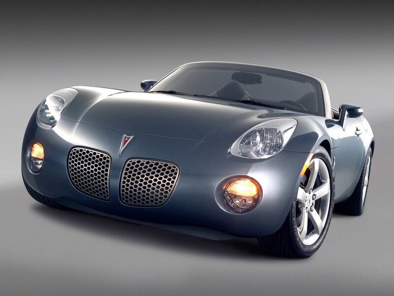 silver pontiac solstice sports car