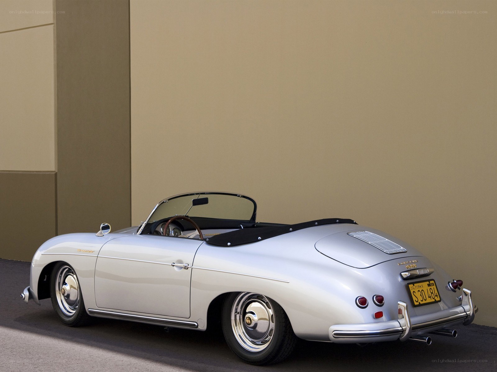 Silver Porsche 356 convertible