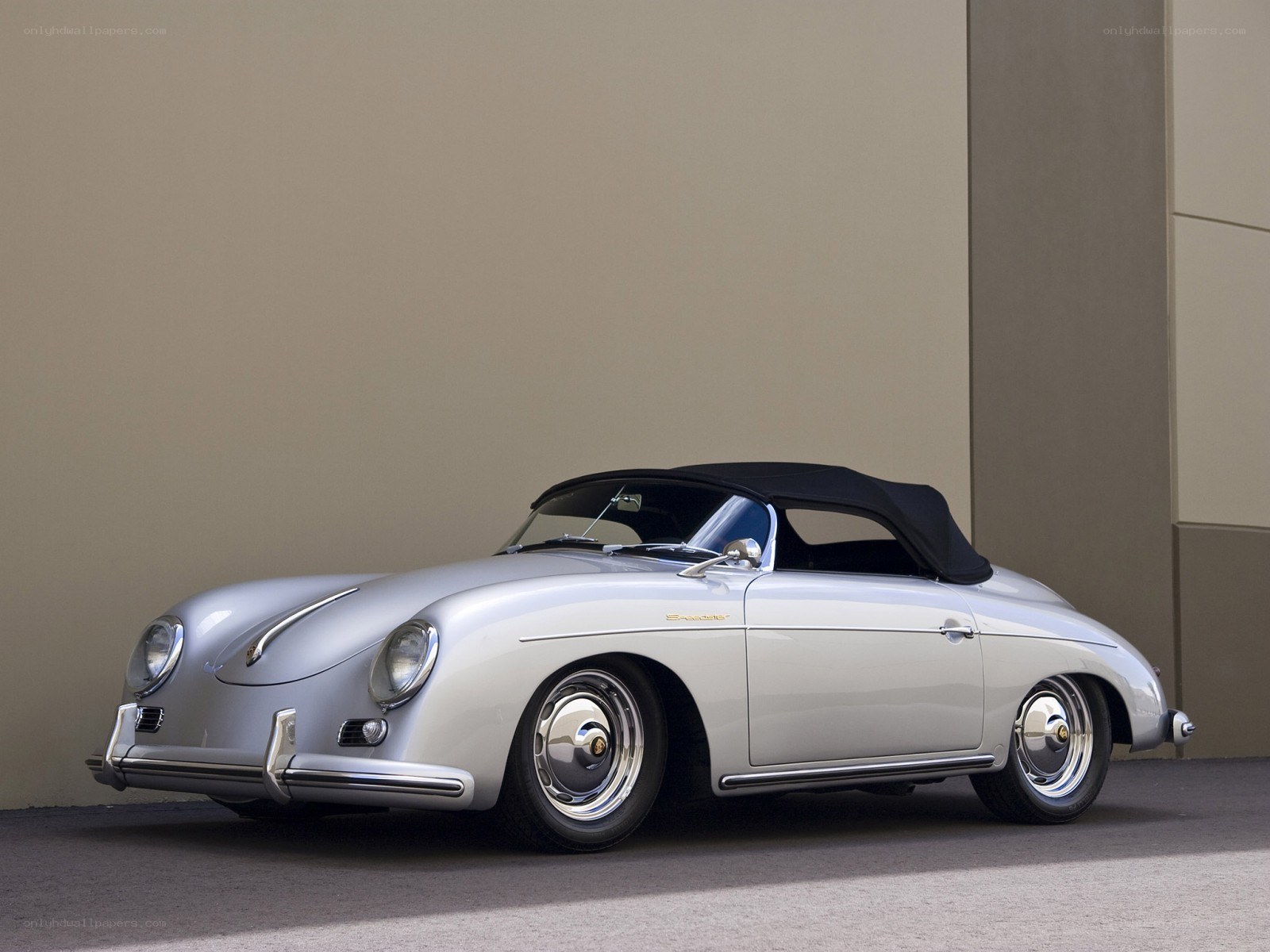 Silver Porsche 356 convertible