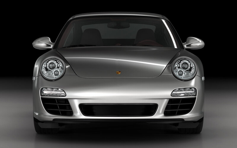 silver porsche 911 front view
