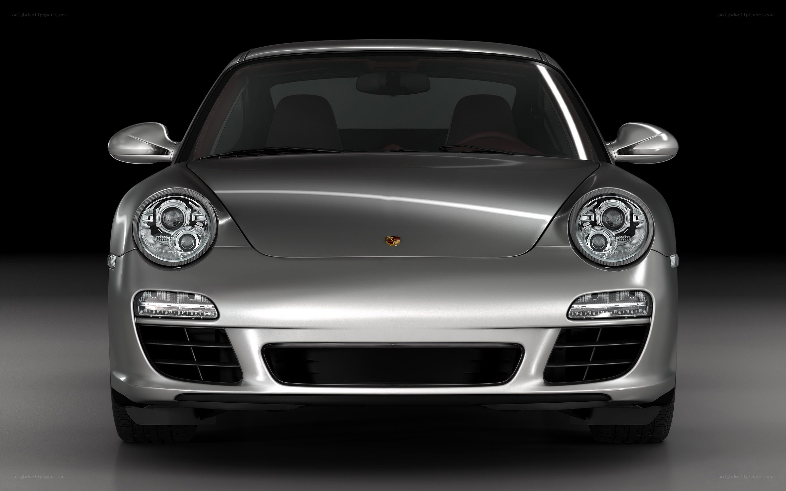 silver porsche 911 front view