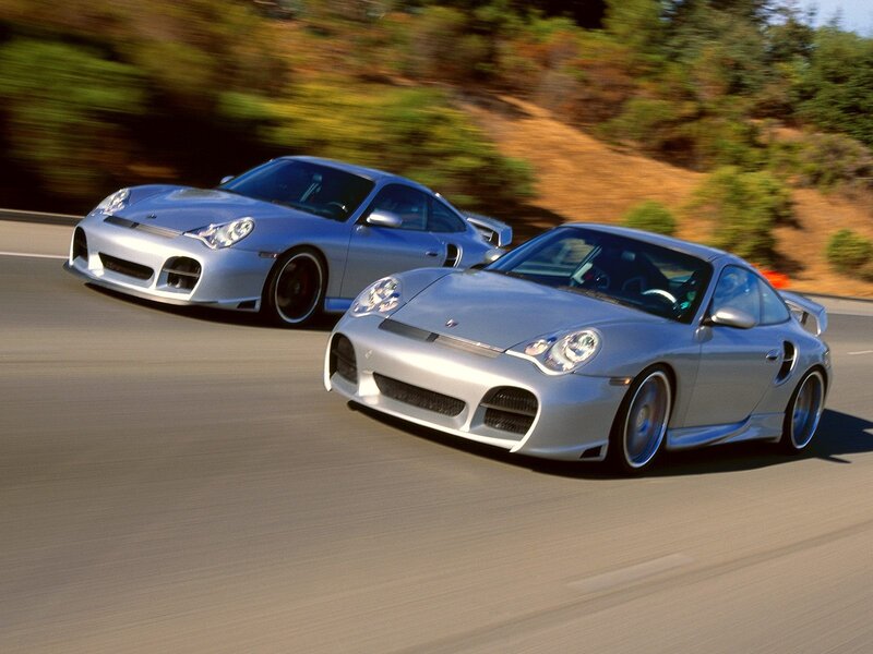 Silver Porsche 911 GT2 cars