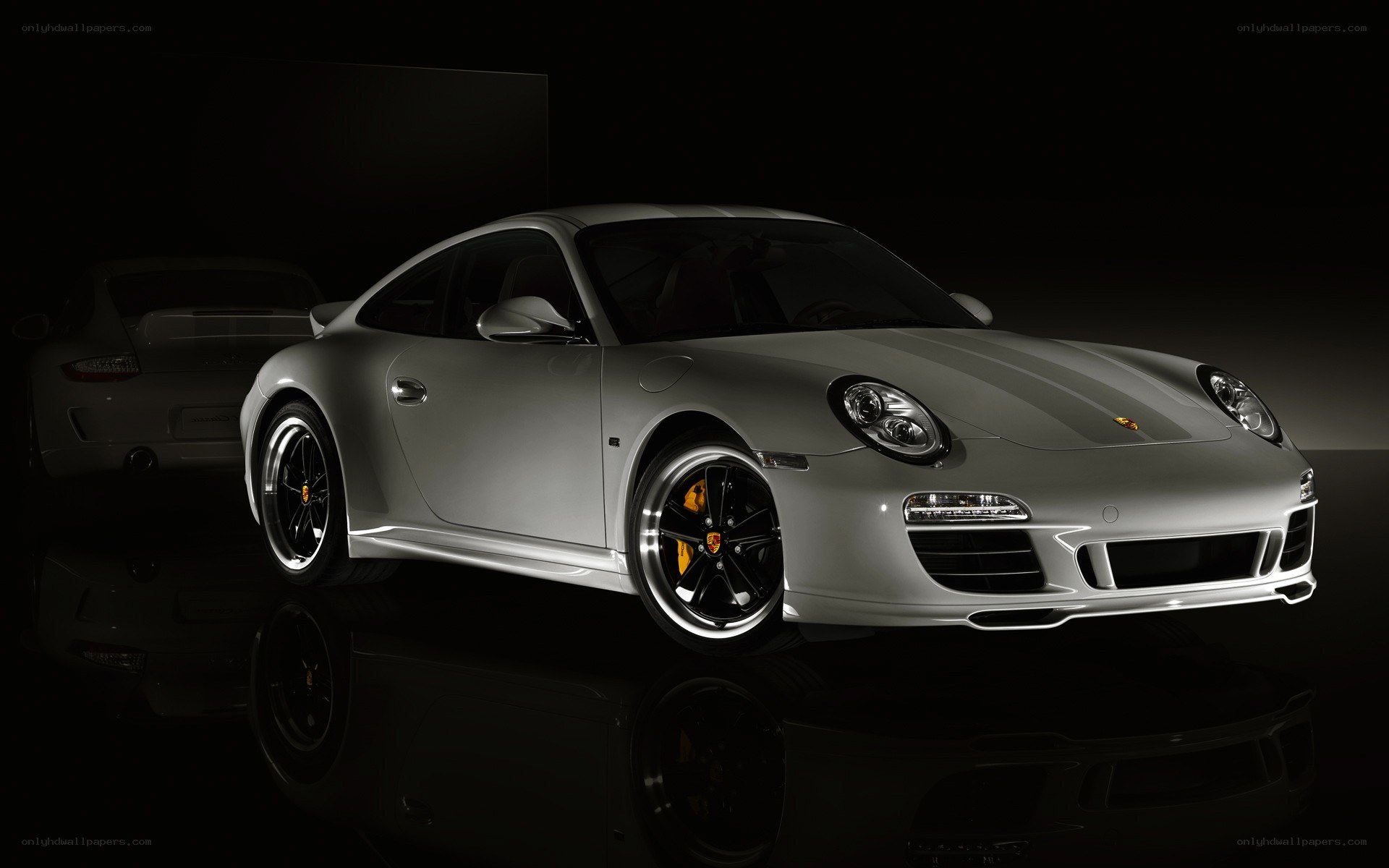 Silver Porsche 911 on display