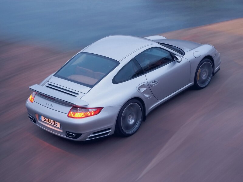Silver Porsche 911 Turbo — Dynamic, Sunset, Photograph