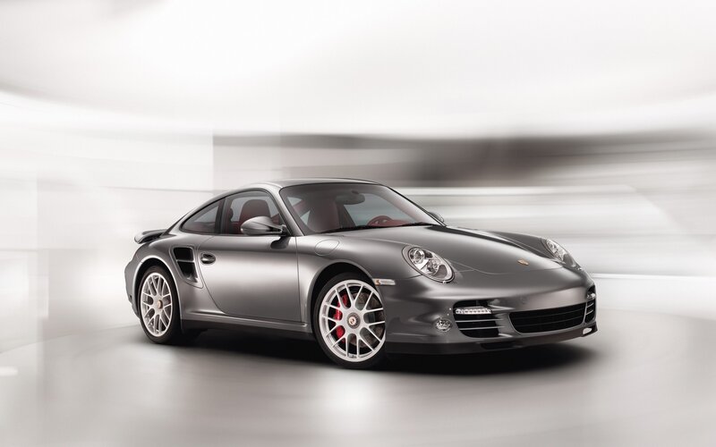 Silver Porsche 911 Turbo — Gray, Dynamic, Photograph