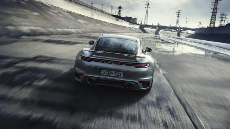 Silver Porsche 911 Turbo S — Gray, Dynamic