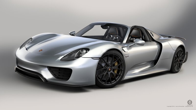 Silver Porsche 918 Spyder — Neutral, 3d Render