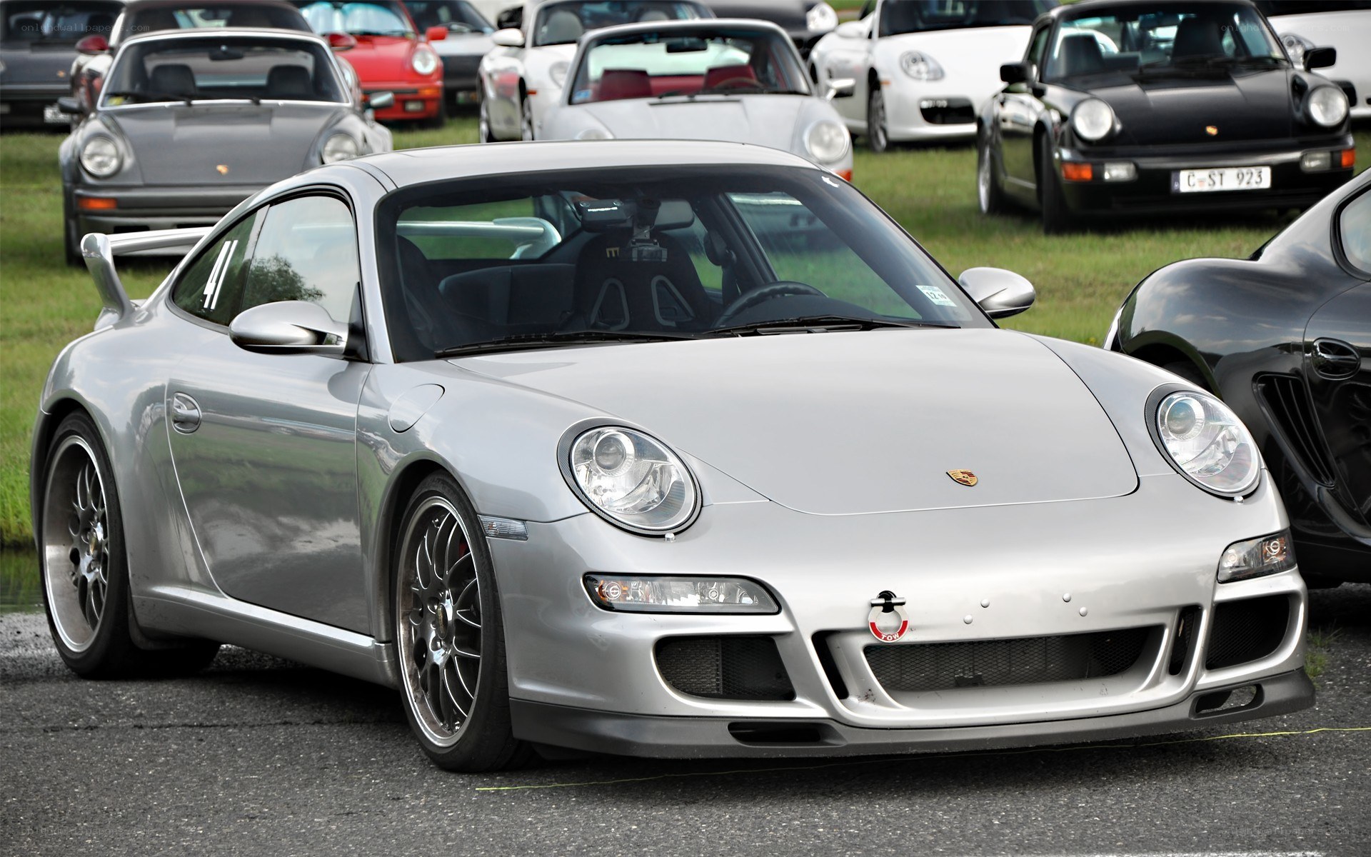Silver Porsche at car show