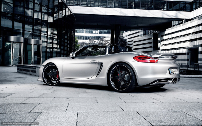 Silver Porsche Boxster parked