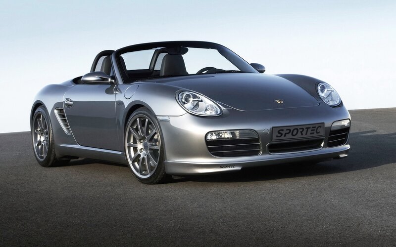 silver porsche boxster sports car