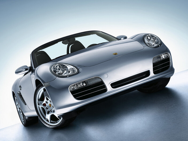 silver porsche boxster sports car