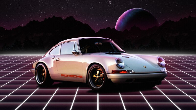 Silver Porsche Car — Purple