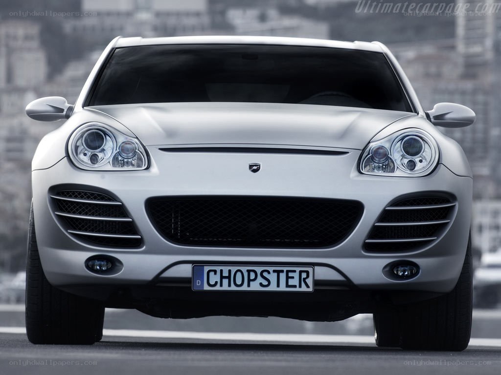 silver porsche cayenne chopster