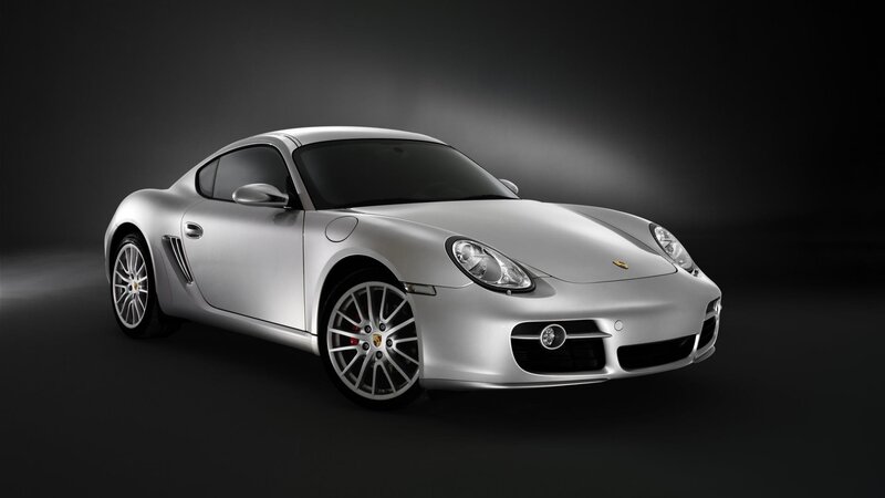 silver porsche cayman sports car