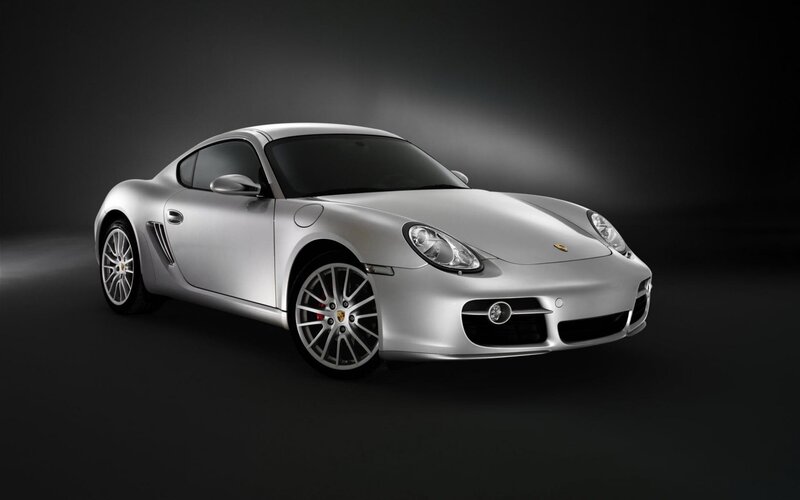 silver porsche cayman sports car