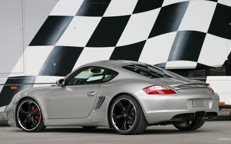 silver porsche cayman sports car